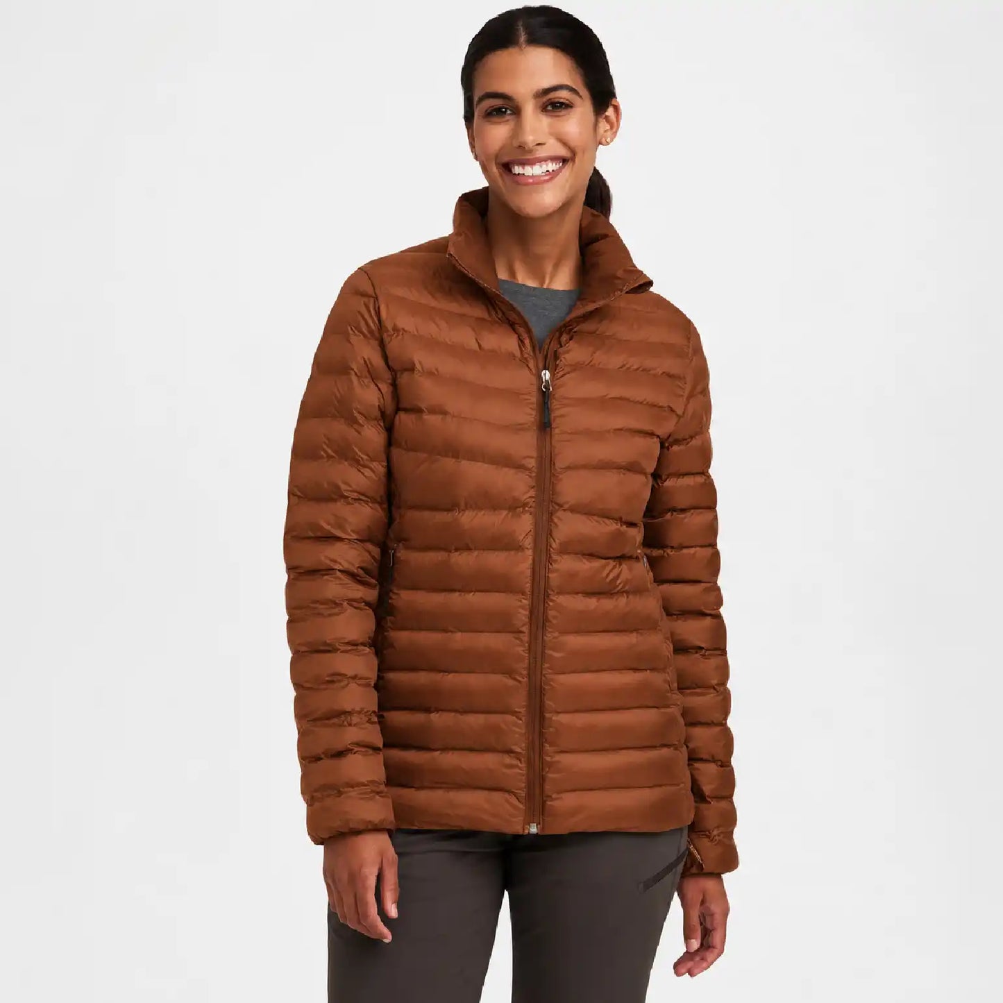 Brown Insulated Puffer Jacket for Women
