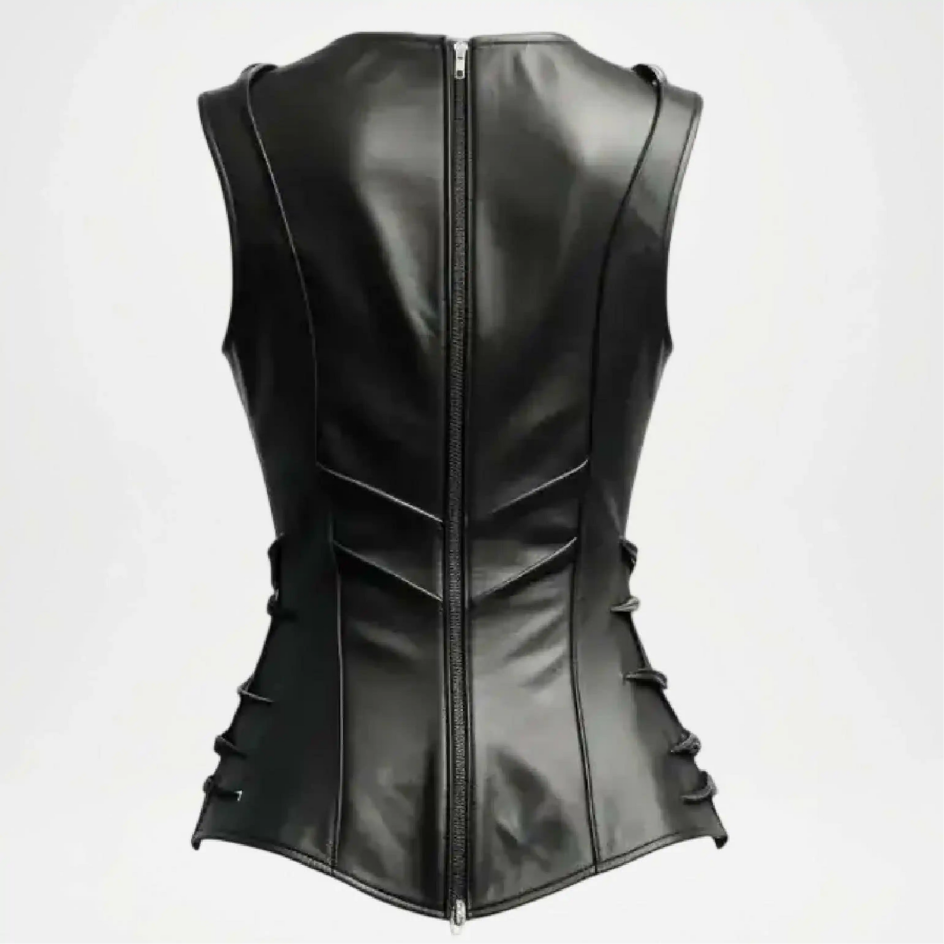 womens black sleeveless biker jacket