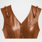 Brown Leather Biker Vest for Women