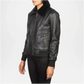 black leather bomber jacket women

