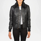 Black Leather Bomber Jacket