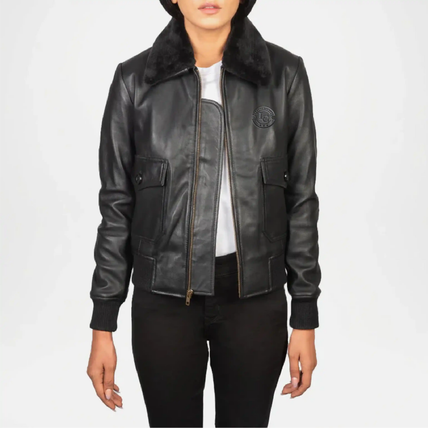 Black Leather Bomber Jacket