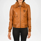 Brown Leather Bomber Jacket