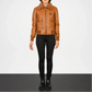 brown leather bomber jacket for women