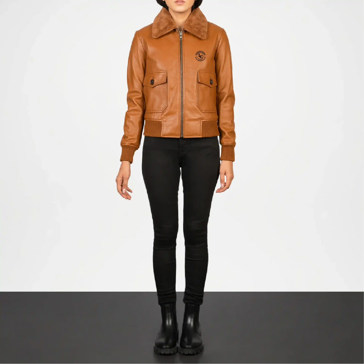 brown leather bomber jacket for women