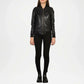 black leather bomber jacket women