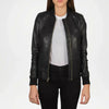 womens black bomber leather jacket
