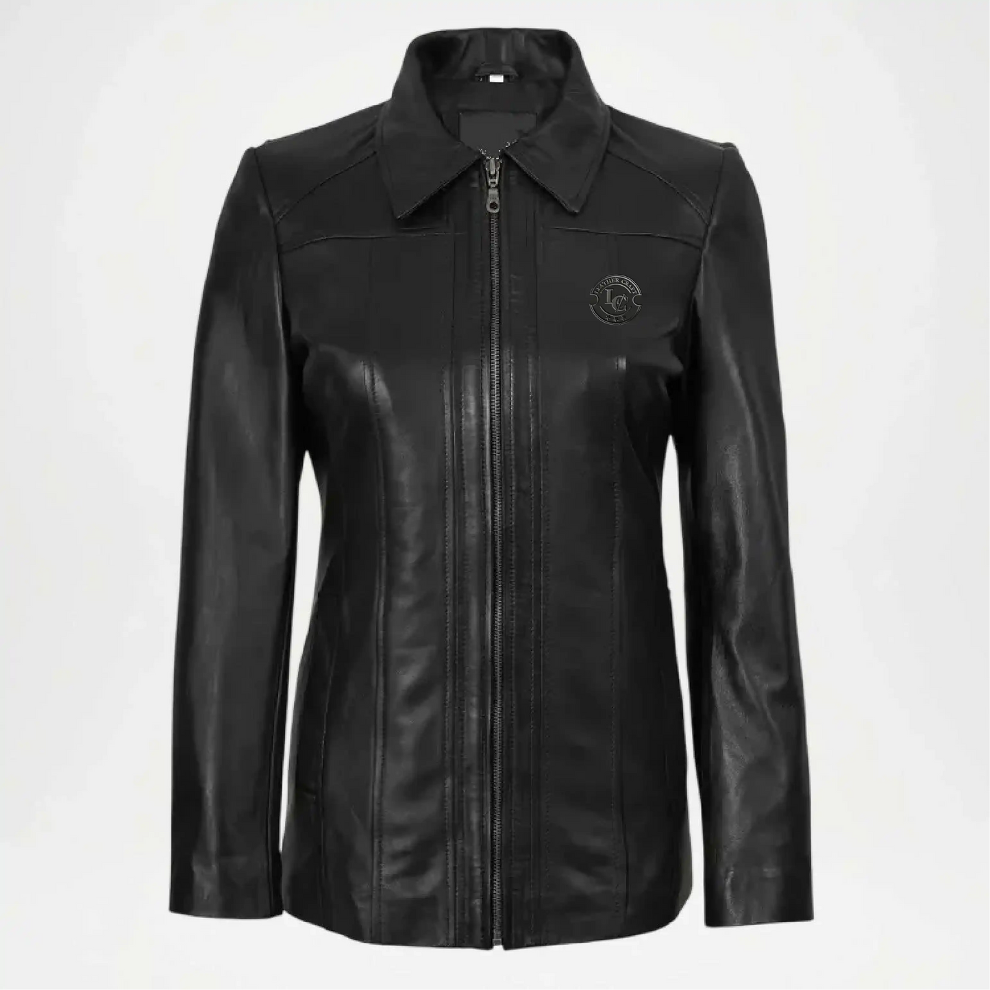Black Leather Car Jacket for Women