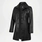 black leather coat women classic style