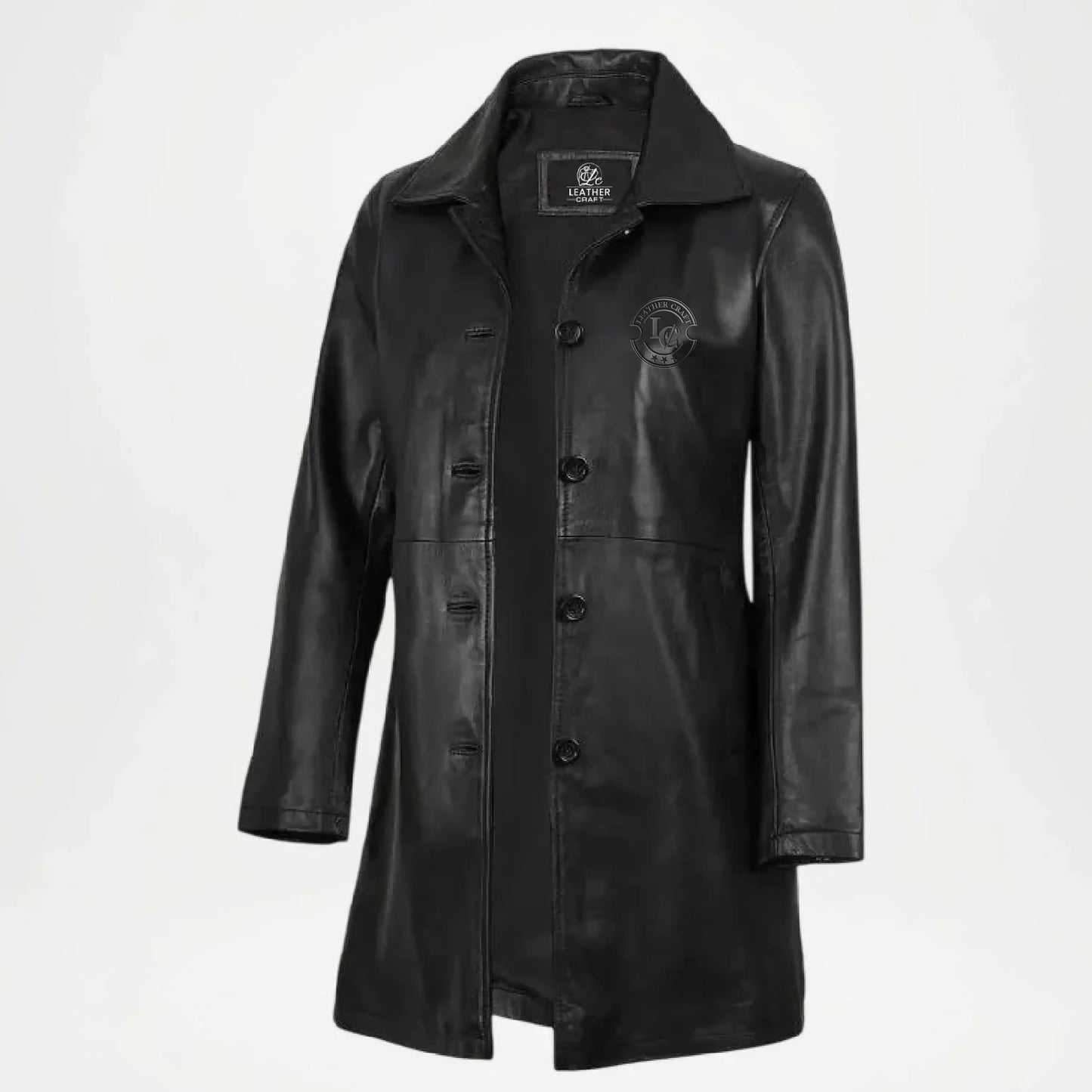 black leather coat women classic style