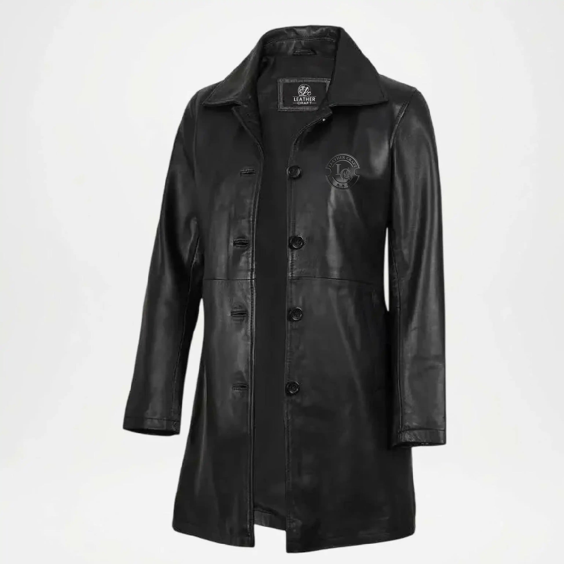 black leather coat women classic style