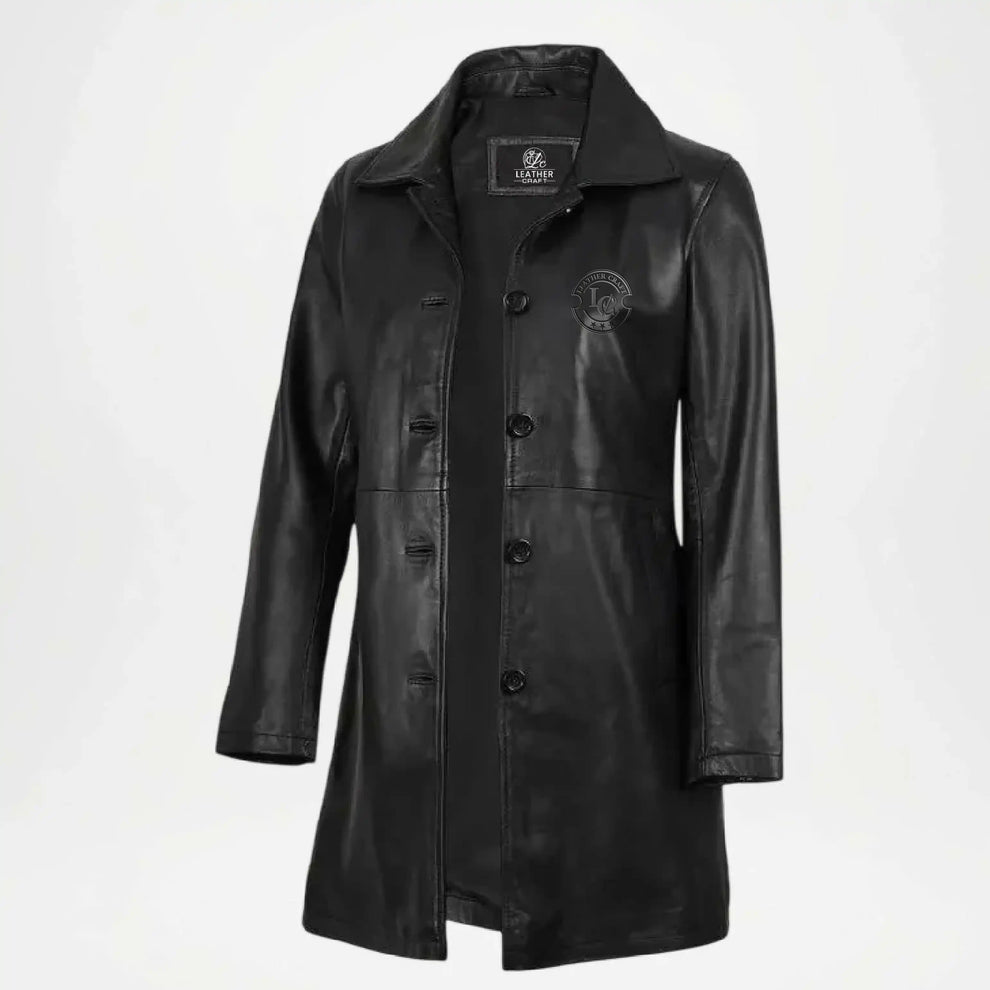 Womens Leather Car Coat Black - Classic Long Fit – usaleathercraft