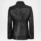 Black Leather Car Jacket for Women