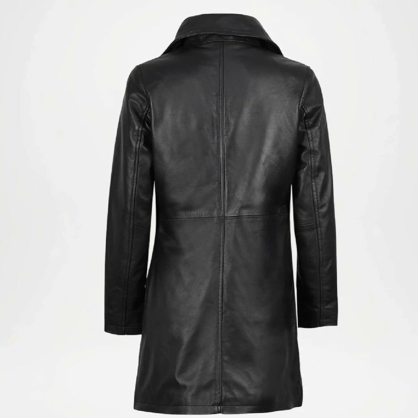 womens black long leather jacket