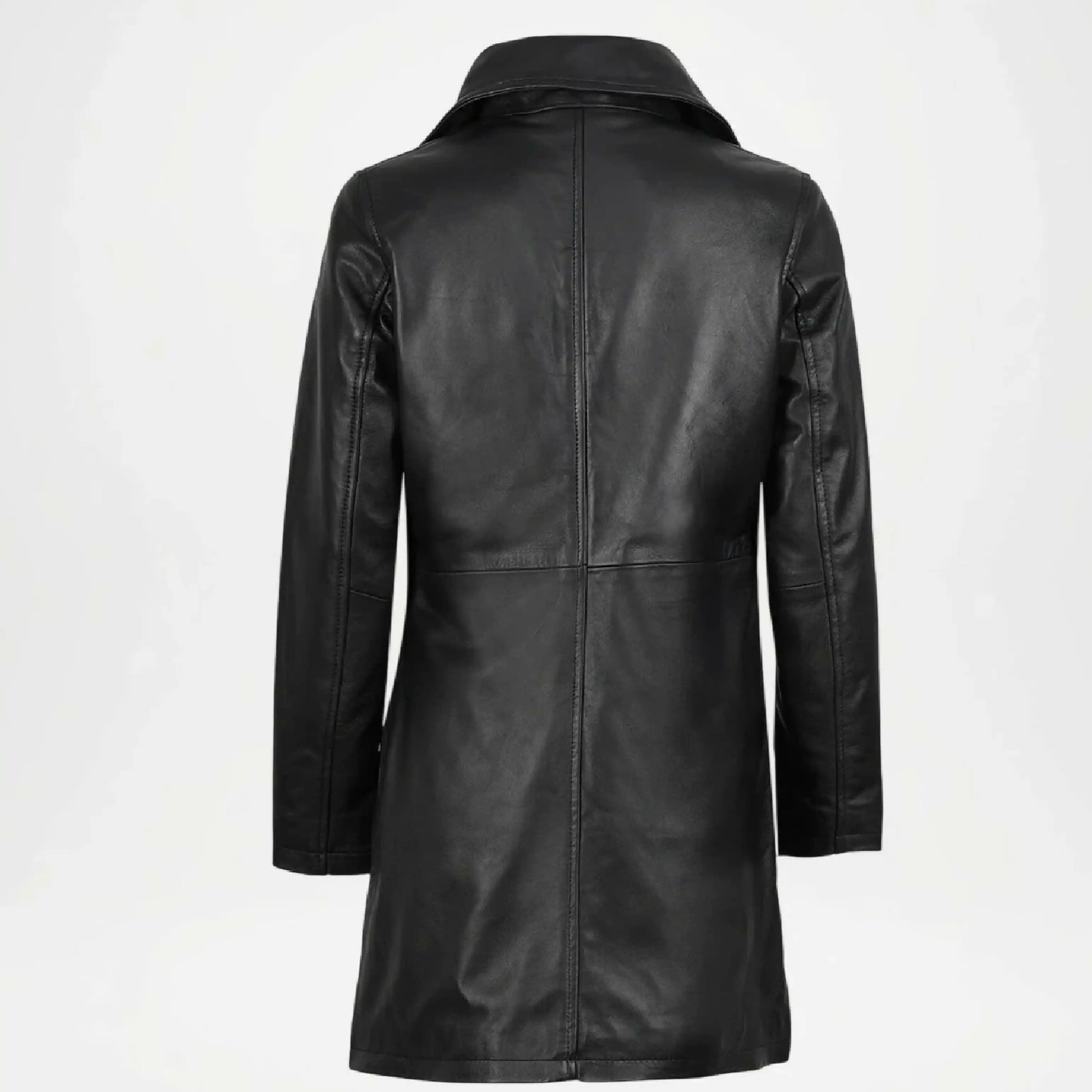 womens black long leather jacket