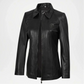 Black Leather Car Jacket for Women