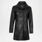 womens black leather car coat