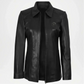 Black Leather Car Jacket for Women