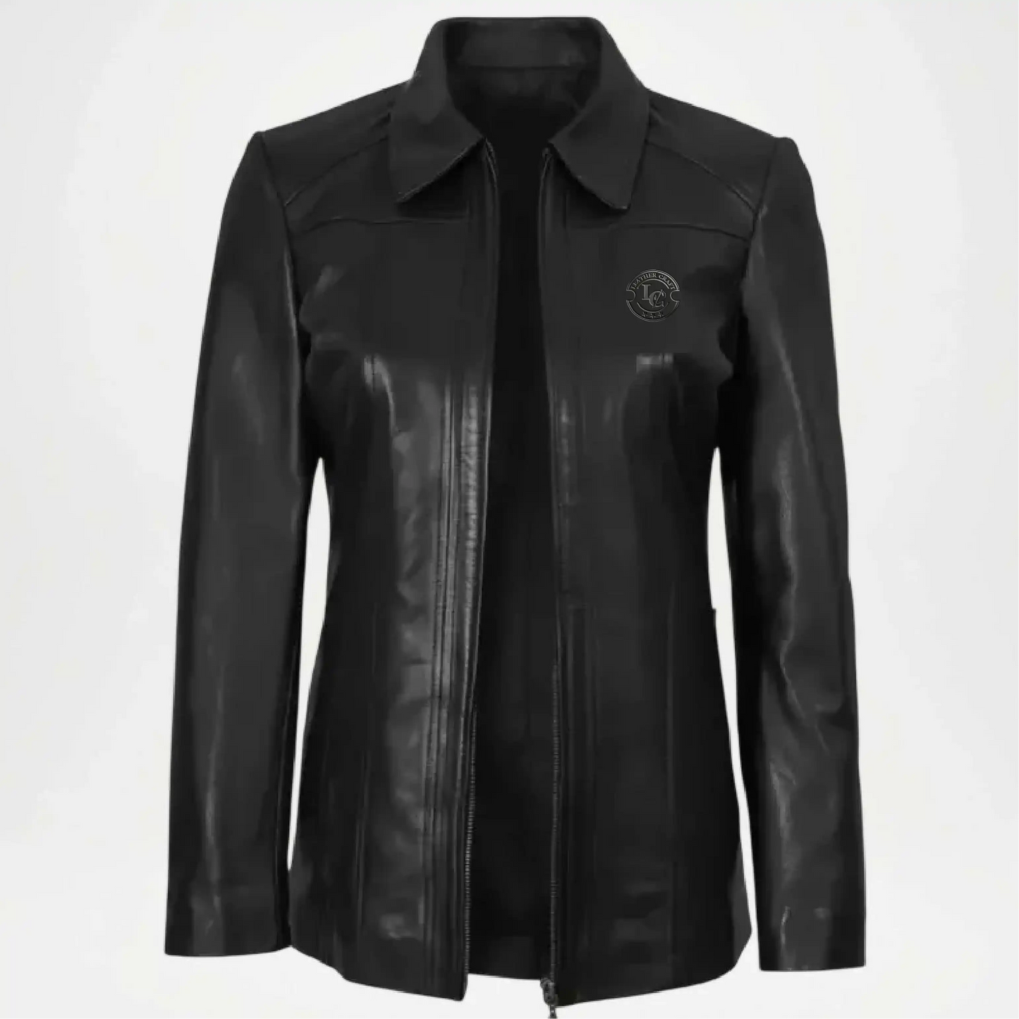 Black Leather Car Jacket for Women