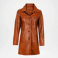 Brown Leather Car Coat for Women
