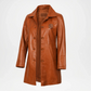 Brown leather coat on a white background