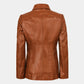 Brown Leather Car Jacket for Women
