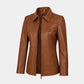 Brown Leather Car Jacket for Women