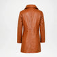 Brown leather coat on a white background back view