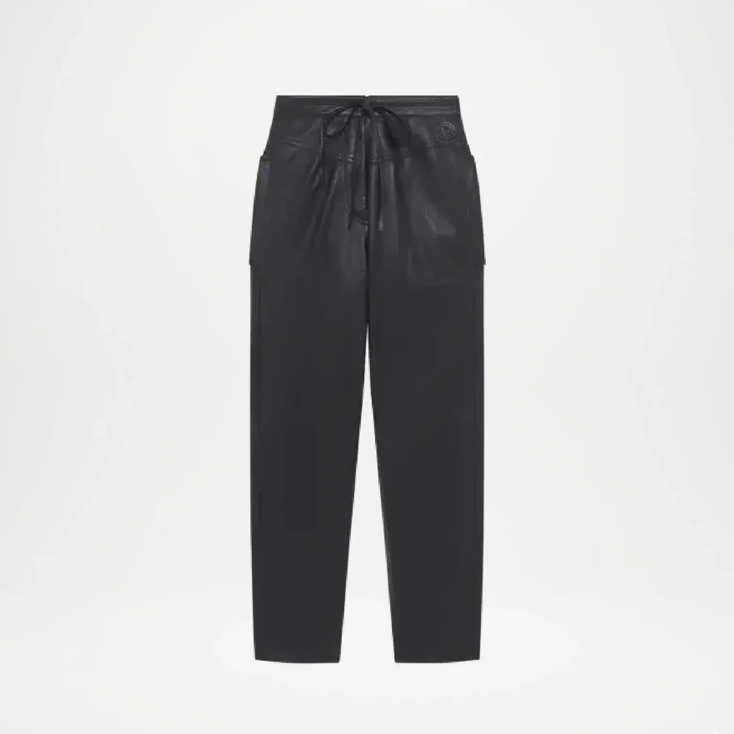 black leather joggers womens
 