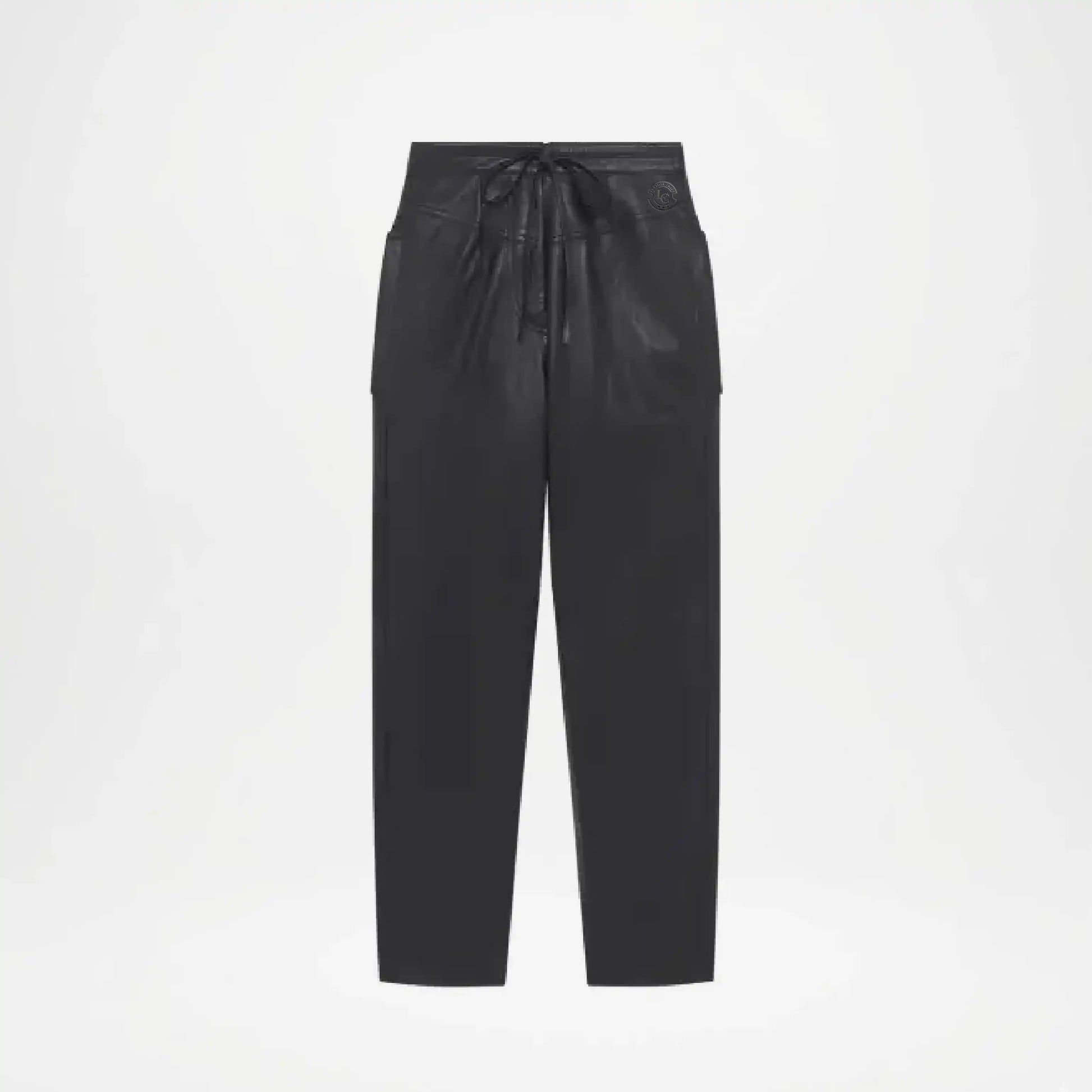 black leather joggers womens
 