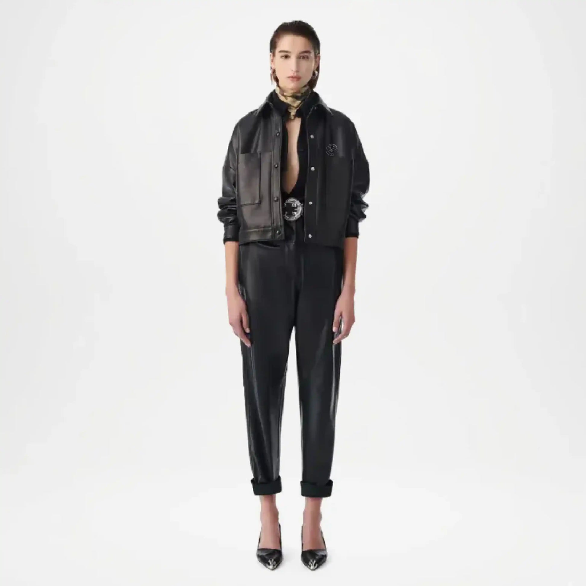 Black Leather Jogger Pants Women