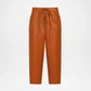 brown leather jogger pants women
