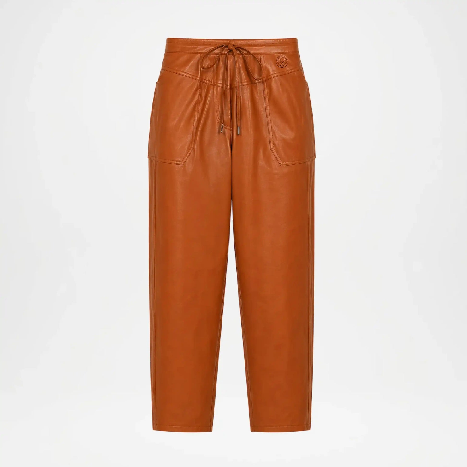 brown leather jogger pants women
