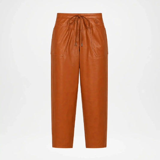 brown leather jogger pants women
