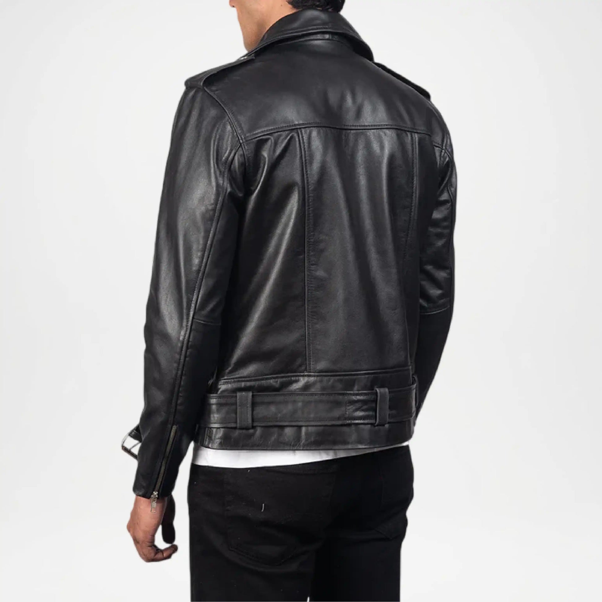black leather motorcycle jacket for men