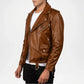 brown faux leather biker jacket mens
