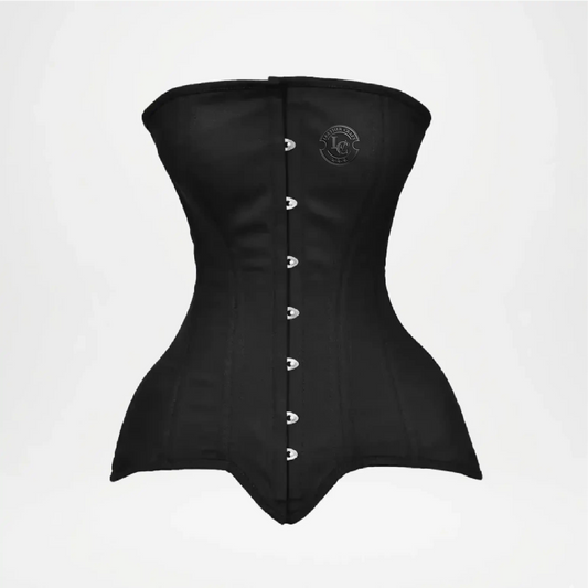 Black Leather Overbust Corset for Women