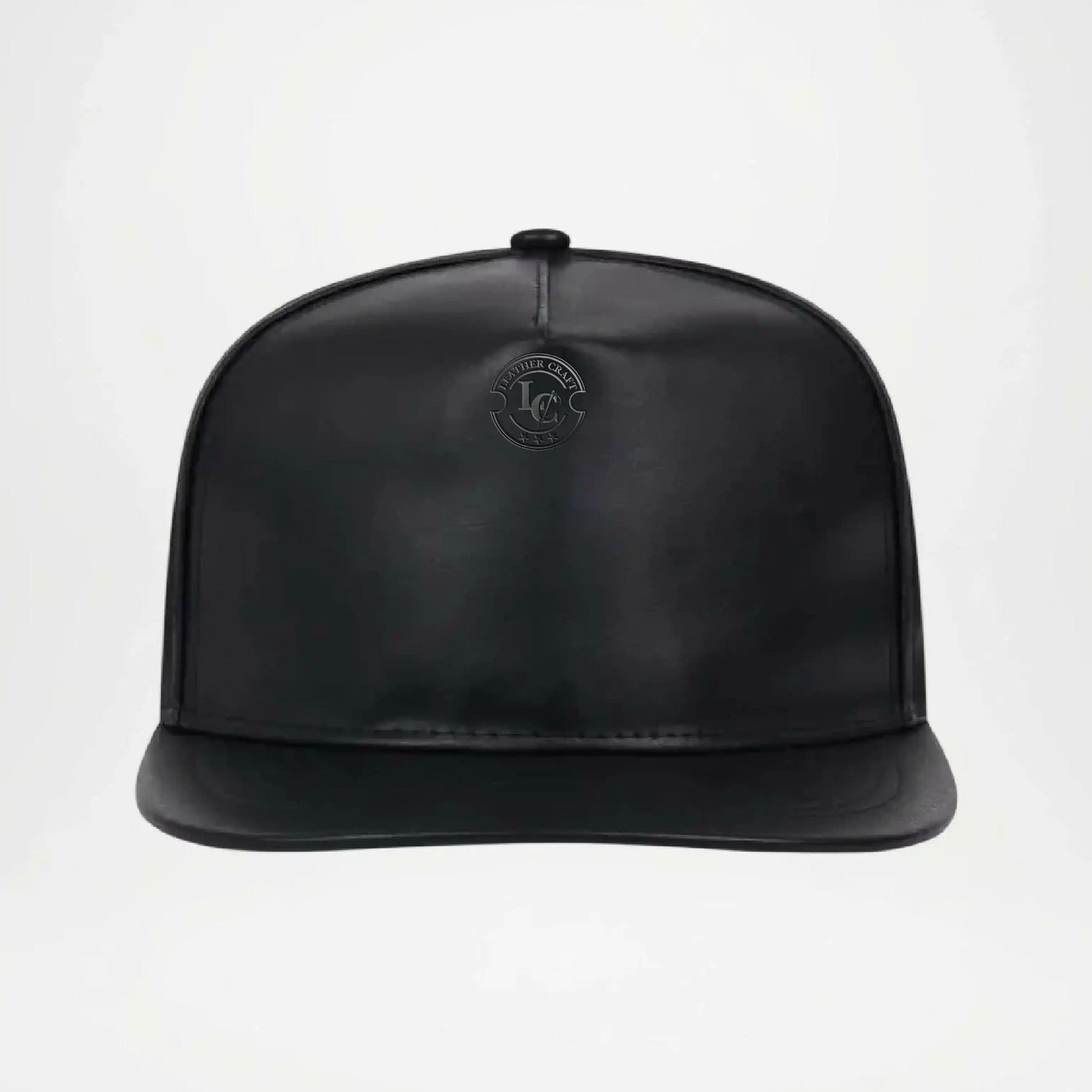 Black Leather Snapback Hat for man