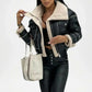 womens black shearling faux leather jacket