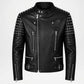 Black Studded Biker Leather Jacket 