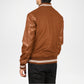 Brown Varsity Jacket with Leather Sleeves for Men