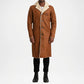 Brown Shearling Leather Trench Coat for Men