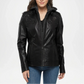 womens black leather biker jacket