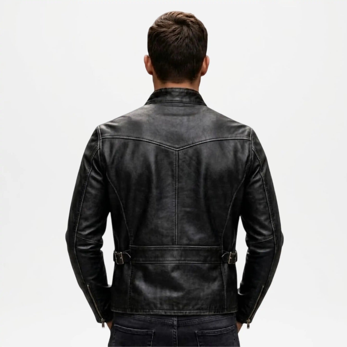 black leather biker jacket mens classic style