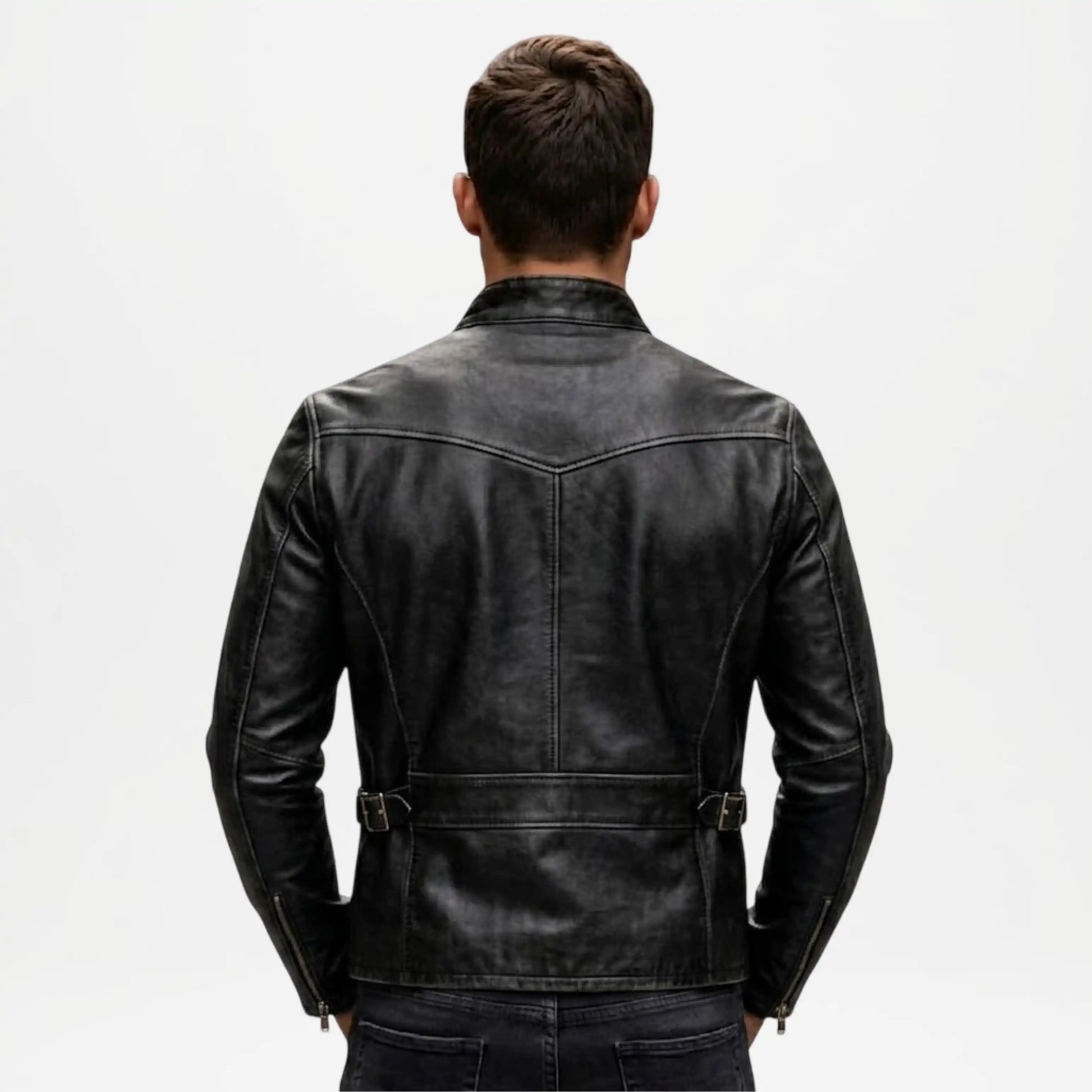 black leather biker jacket mens classic style