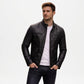 mens black ionic leather biker jacket