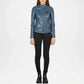 Blue Leather Biker Jacket for Women