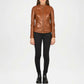 Brown Leather Biker Jacket for Women