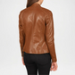 Brown Leather Biker Jacket for Women