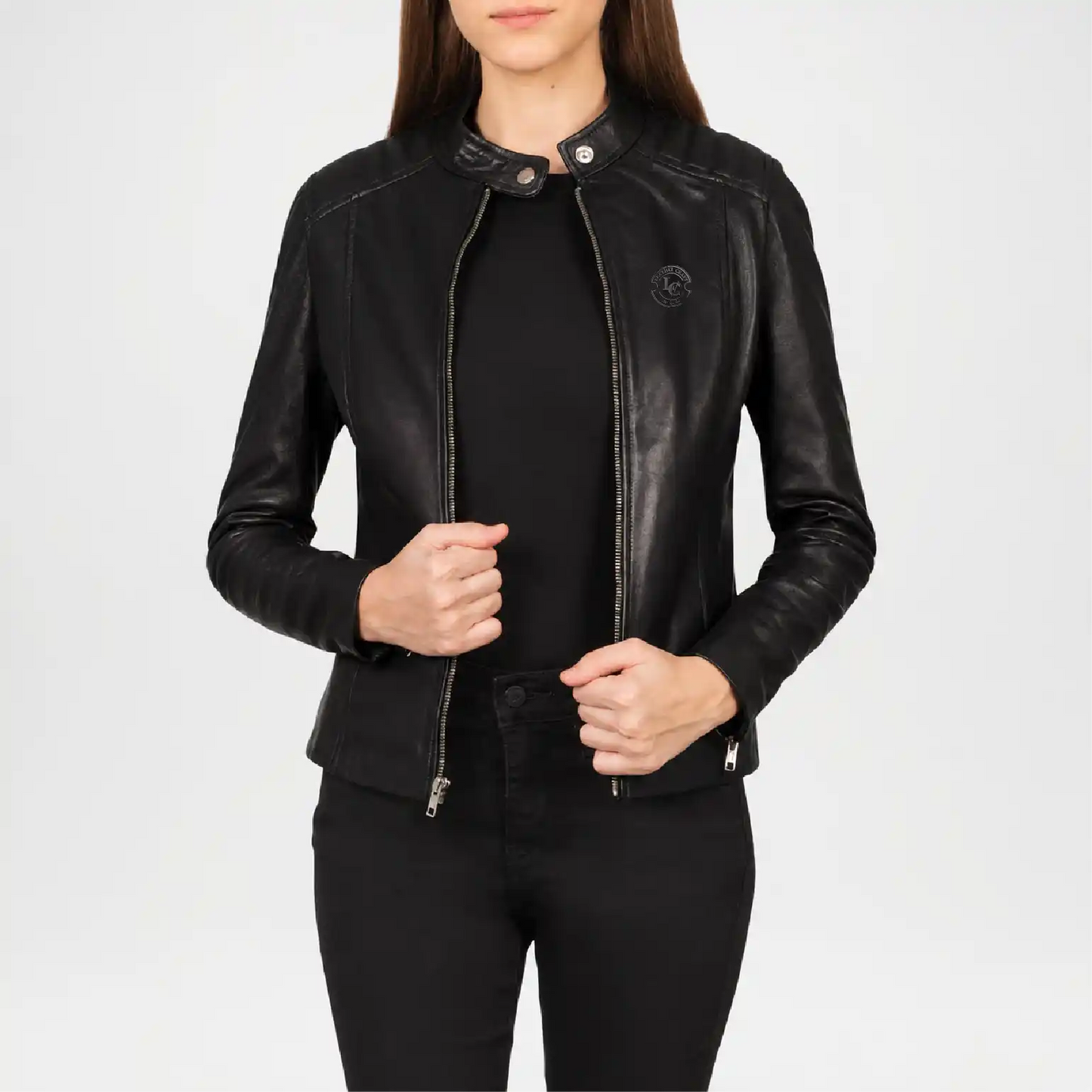 Black Leather Biker Jacket for Women